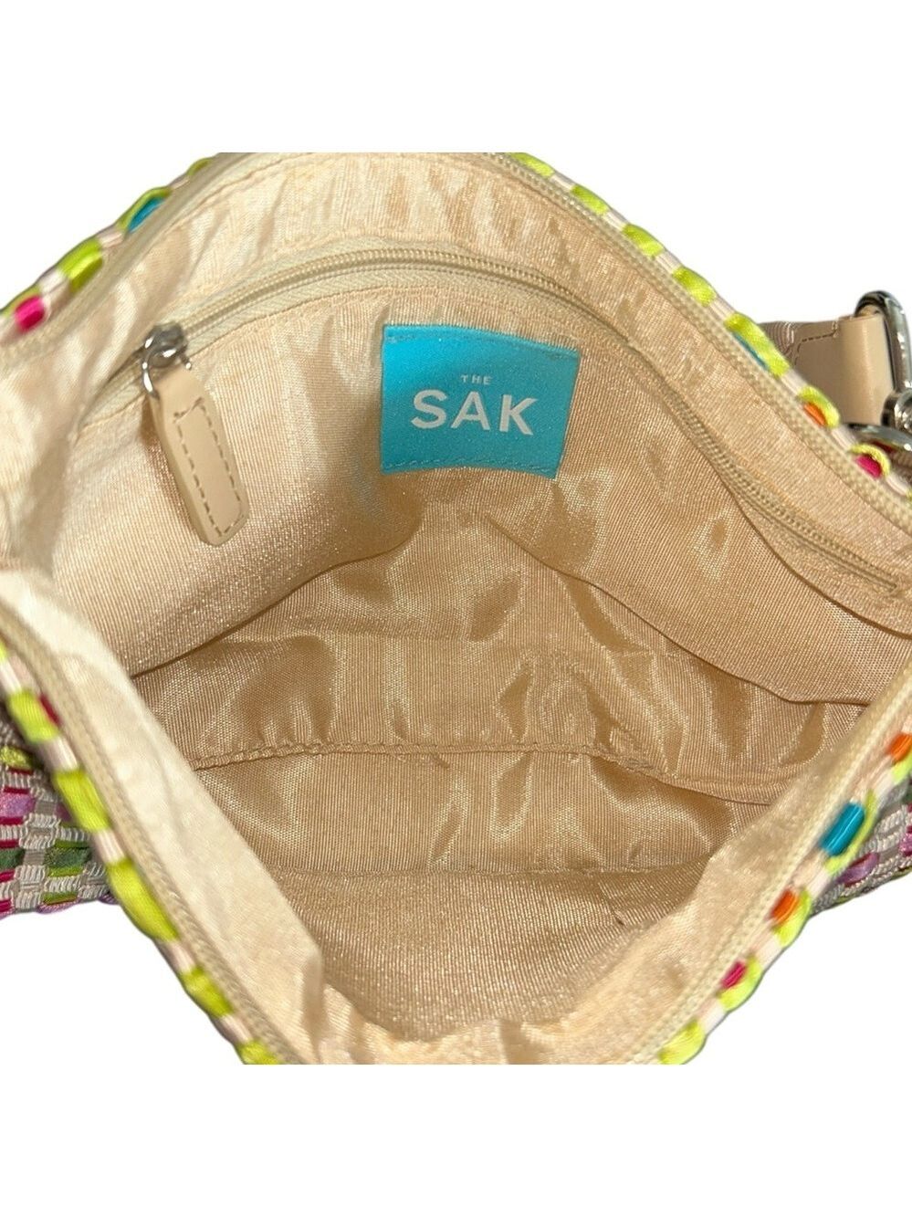 THE SAK Pastel Spring Bouquet Ribbon Basket Weave Clutch Purse Shoulder Strap - Picture 7 of 8